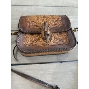 Vintage Tooled Leather Purse Handbag Hippie Boho Western Southwest 60’s 70’s